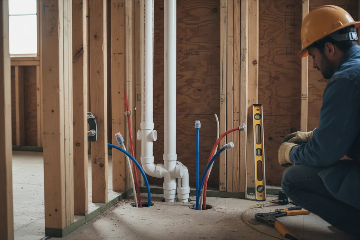 Drain and supply rough-in during Drain Cleaning in Chesterhill