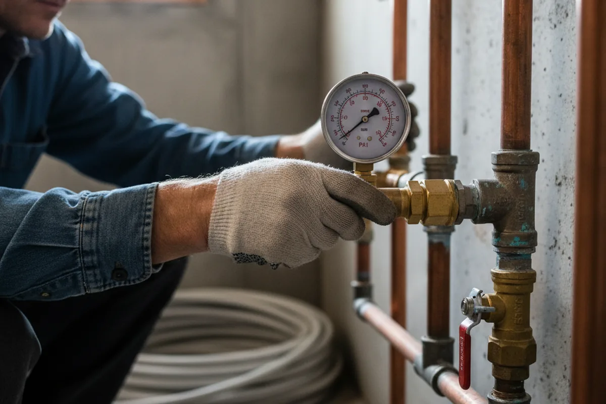 Pressure testing a repaired line during Water Line Repair in Chesterhill